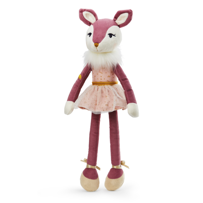  les kalines ava biche peluche rose - 46 cm 